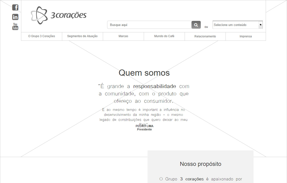 Ver mídia: Café 3 corações - desktop website